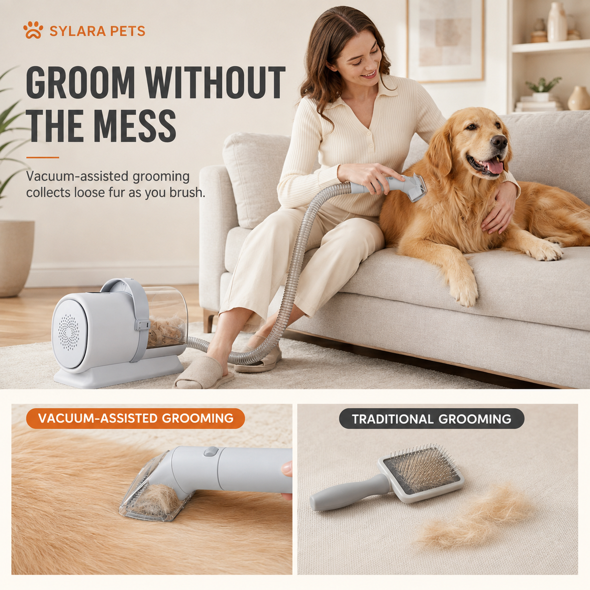 ShedAway grooming vacuum kit with 5 grooming attachments
