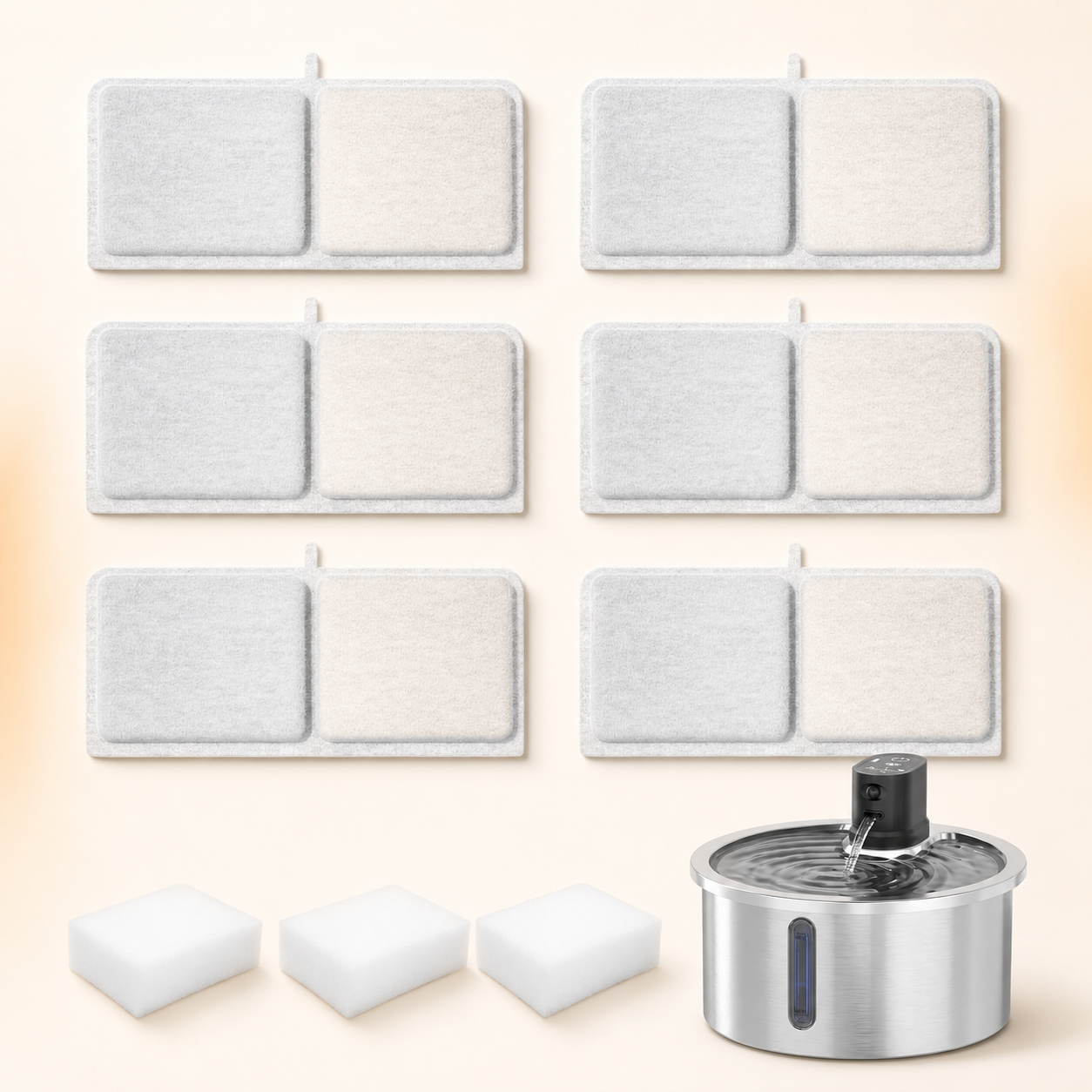 Sylara HaloFlow™ Replacement Filter Kit — 6 Filters + 3 Sponges
